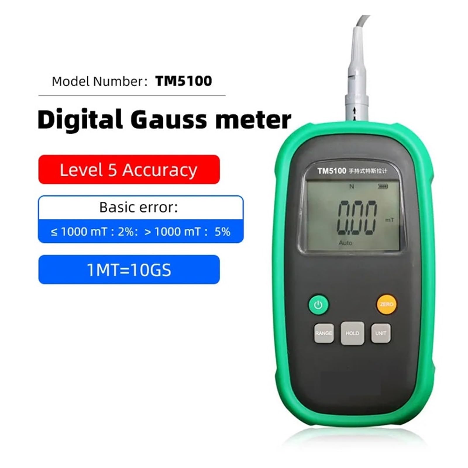 Gaussímetro Portátil TM5100-5 Medidor De Campo Magnético Electrónico Digital para Inspección Industrial