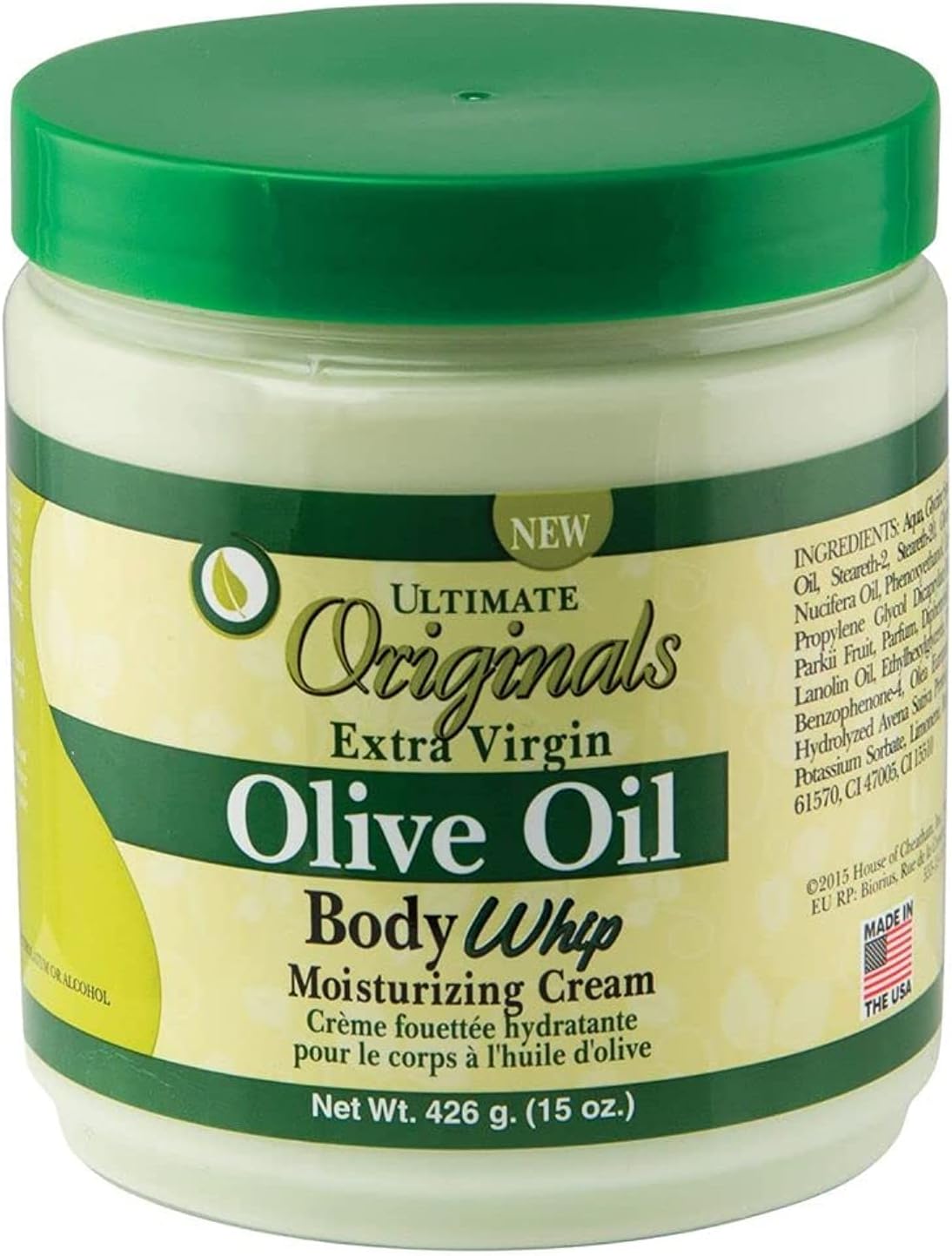 Ultimate Organic Olive Oil Body Whip Moist Cream Jar, 426 g