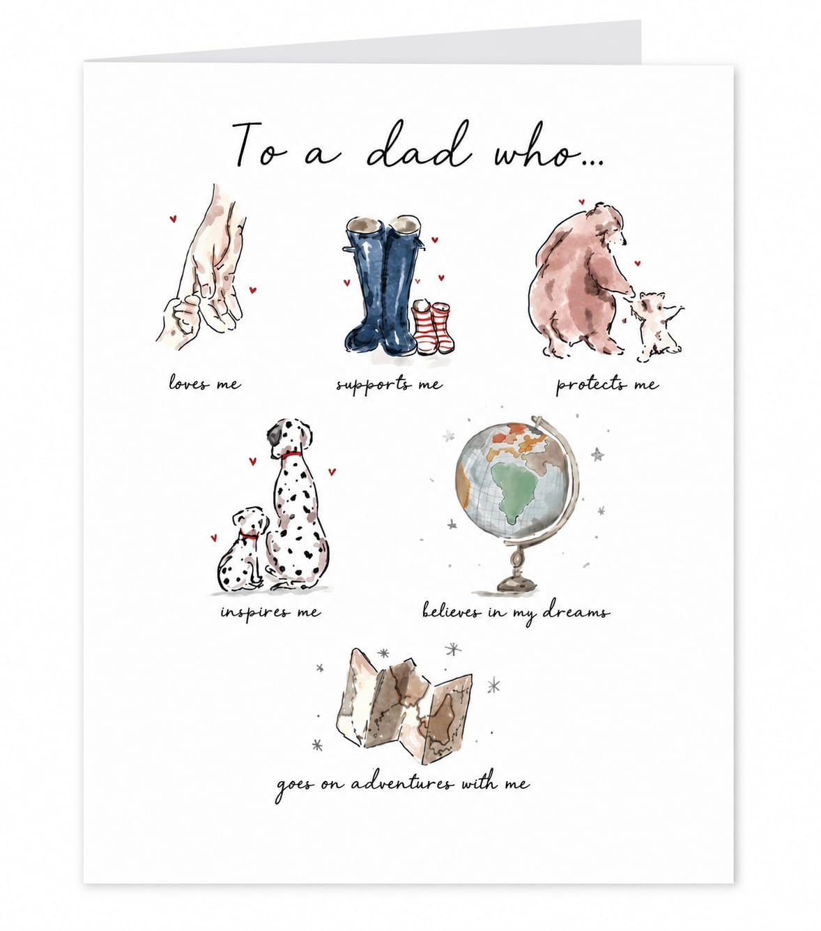 Lucy Claire Ilustracje Kartka na Dzień Ojca, Akwarela, Motyw Dla Taty Who, z Kopertą