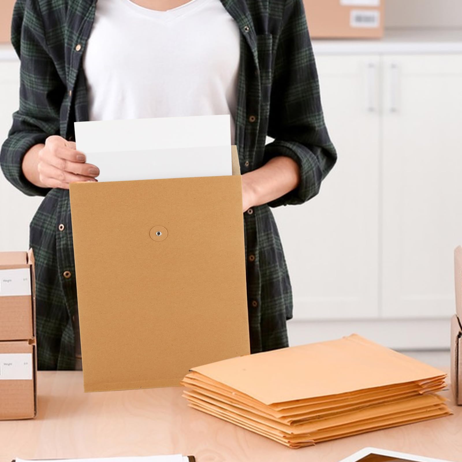 Confezione da 75 buste per catalogo autosigillanti, in carta kraft marrone, con grande chiusura, 12,7 kg, buste di carta pesante per casa, ufficio, affari
