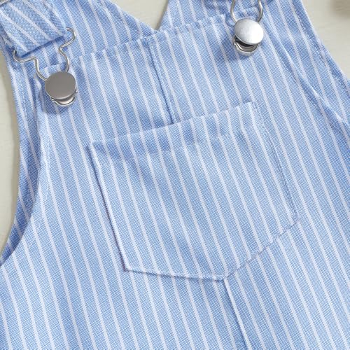 Toddler Boys Striped Shortall Suspender Jumpsuit Sleeveless Rompers Infant Baby Stripe Print Short Overalls4