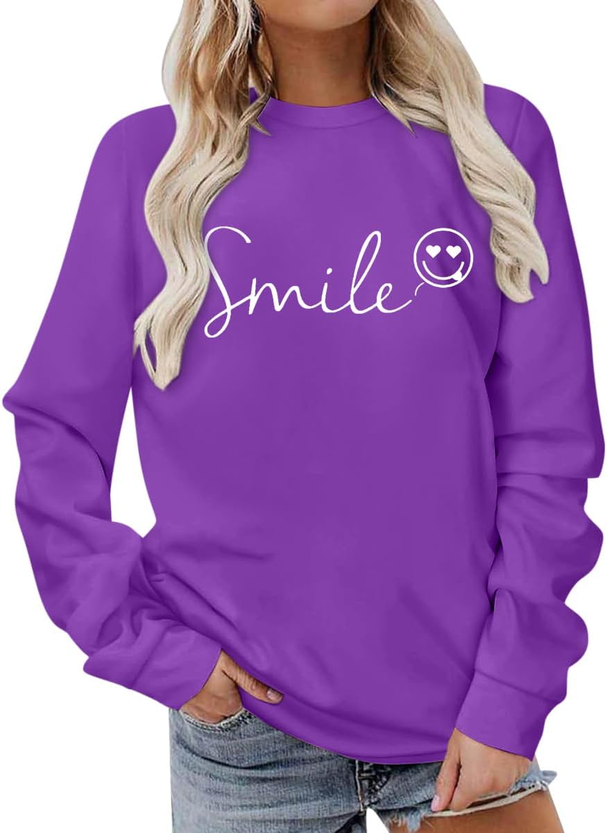 Minetom Pull Femme Sweatshirt Lettres Imprimées - Col Rond Manches Longues Sweat Décontracté Automne Hiver Streetwear