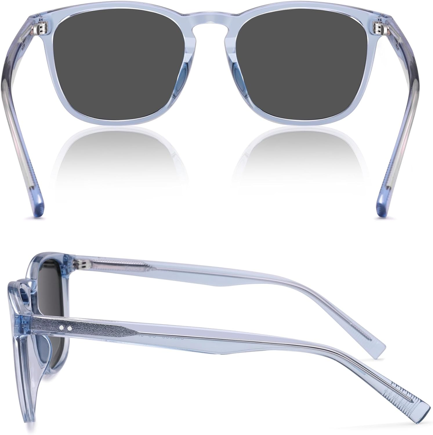 SOJOS Unisex Rounded Square Polarized Sunglasses TR90 Frame UV400 Protection Lightweight Retro for Women & Men