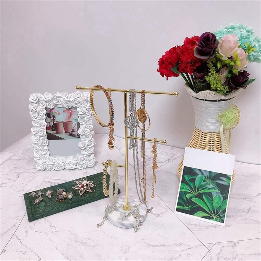 White Marble Pattern Simple Decorative Jewelry Necklace Stand Display Stand Ring Earring Storage (Color : A Size: 10 x 26 x 18.5cm)