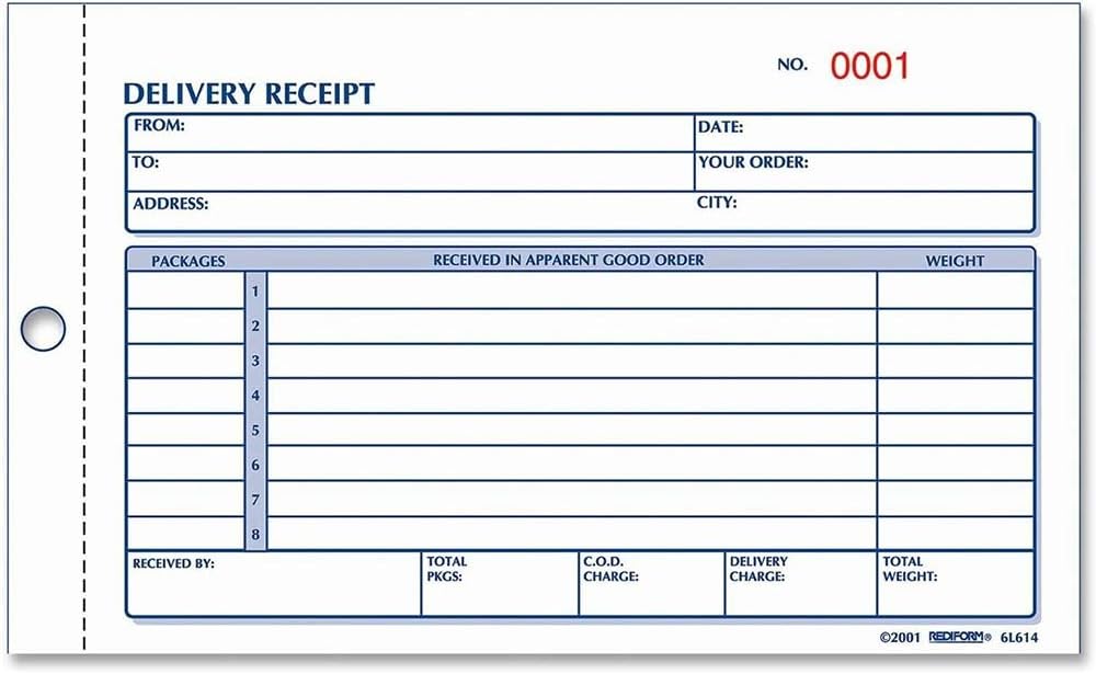 7 X REDIFORM Delivery Receipt Book, Carbonless, 4.25 x 6.375" 50 Duplicates (6L614)