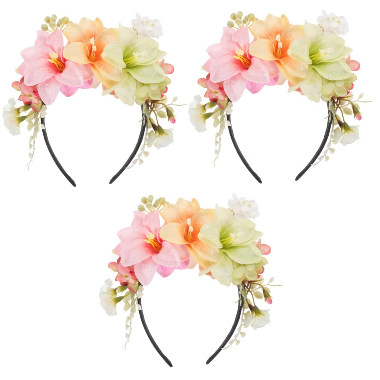 Healeved 3pezzi Cerchietto Con Fiori Di Giglio Per Donne Accessorio Elegante Per Compleanni Matrimoni e Occasioni Speciali Fascia Confortevole e Resistente Per Tutti Giorni