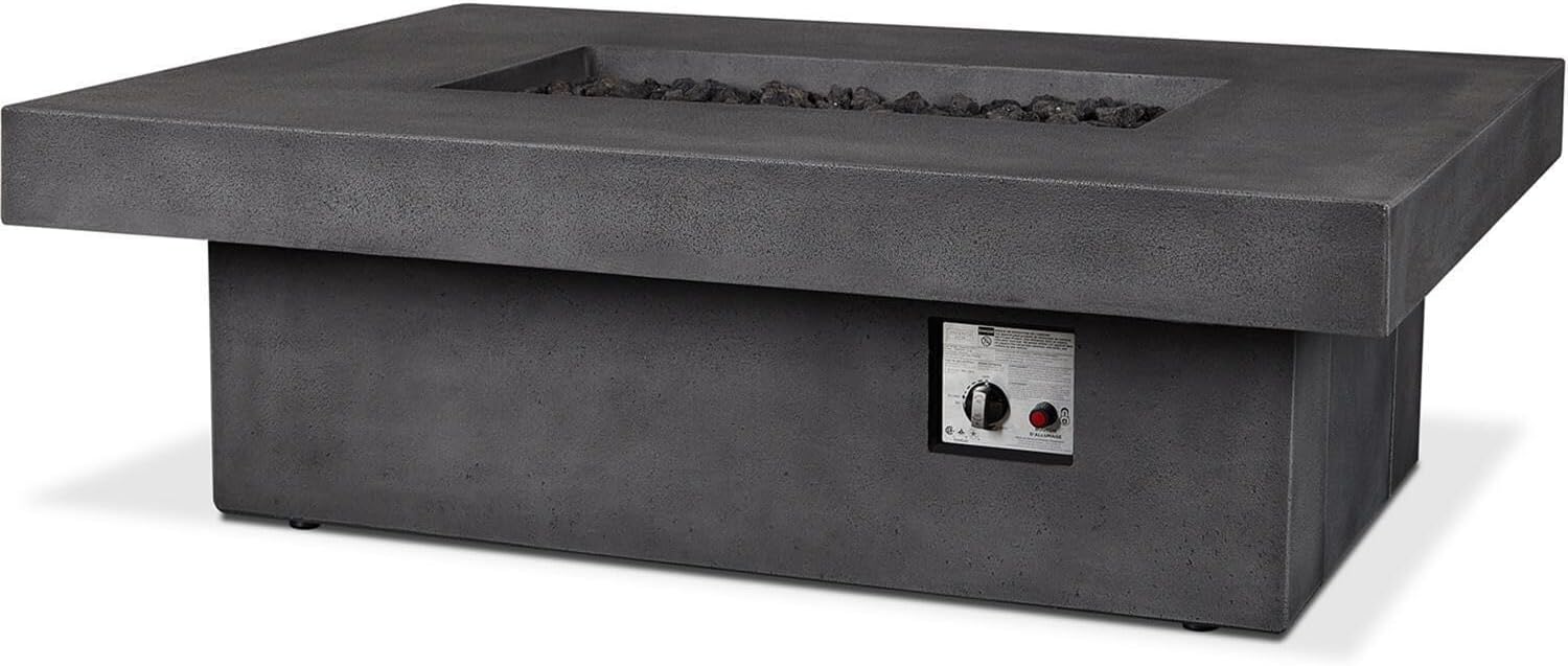 Branchview 60 Inch Rectangular Steel Propane Fire Pit W/Hidden Tank in Gray by BBQGuys Signature