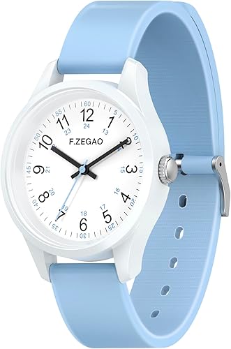 F.ZEGAO Large Dial Waterproof Watches for Women, Easy Read Simple Nurse Watch with Second Hand, Ladies Watches with Silicone Band for Swimming, 40mm Diameter