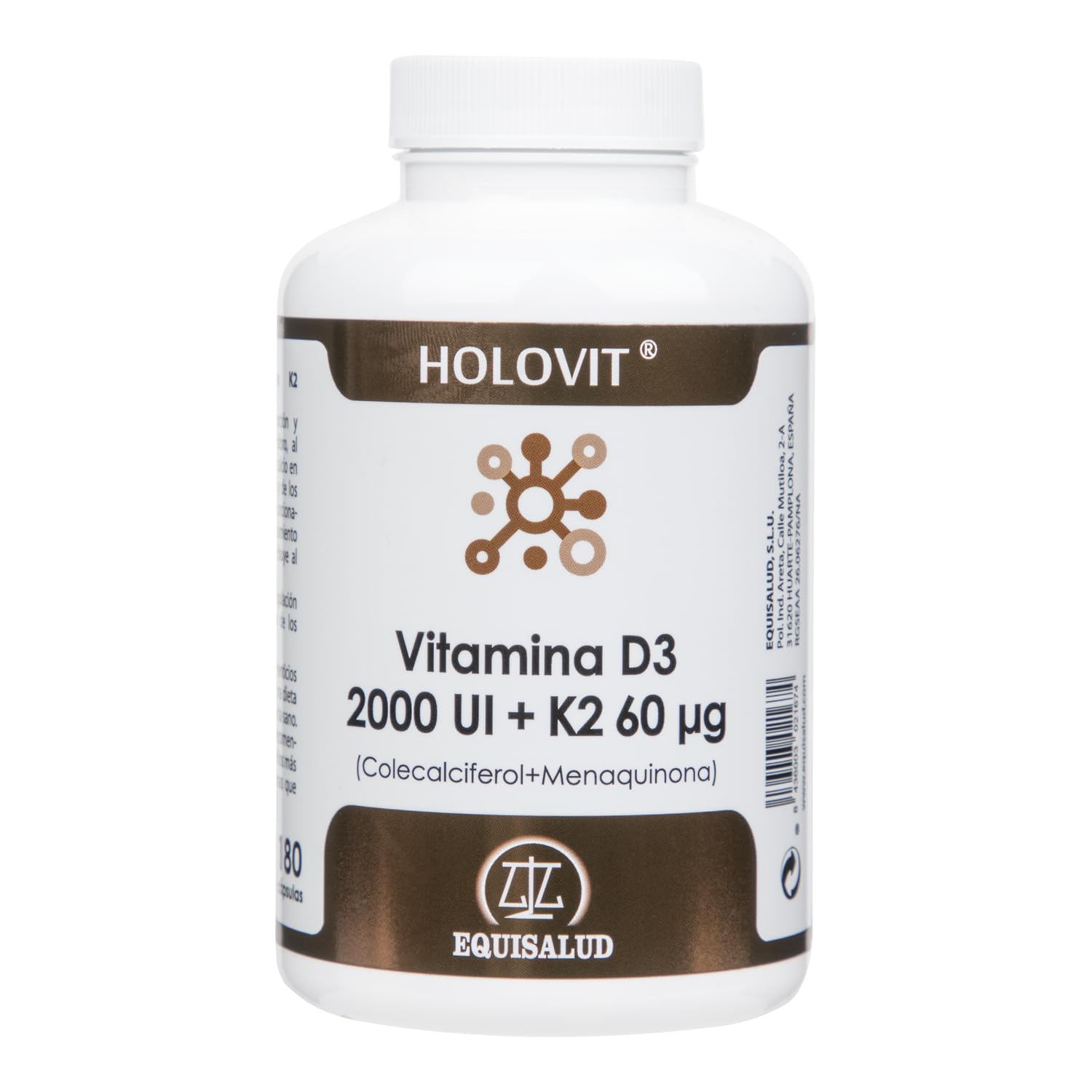 Equisalud - Holovit Vitamina D3 2000 UI y K2 (MK-7) 60 µg - 180 Cápsulas - Favorece el Mantenimiento de Huesos y Sistema Inmunitario