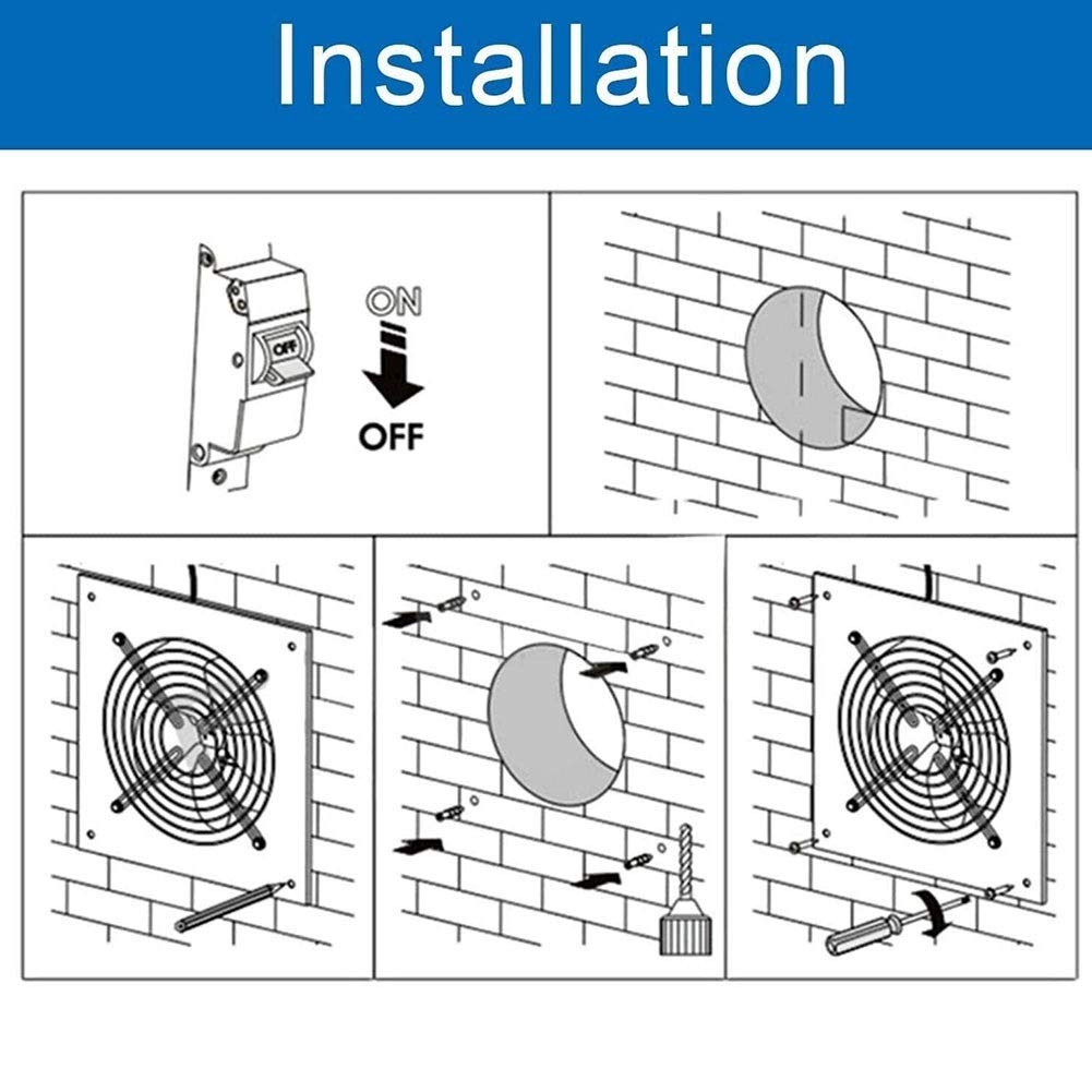 Ventilador extractor industrial resistente de 150 mm para ático, garaje y baño, 880 m3/h, ventilador de ventilación de metal de bajo ruido