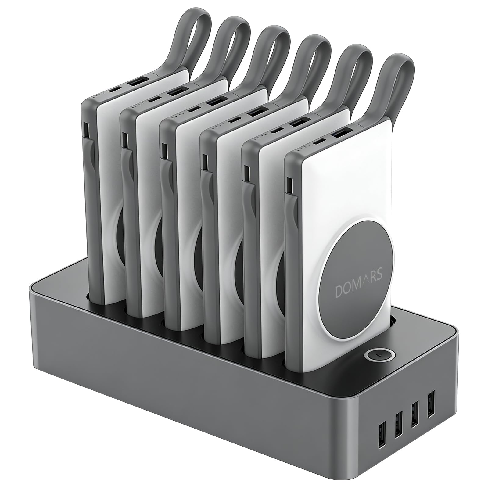 Stazione ricarica,Power Bank Magnetico 6 x 10000 mAh, Caricatore Portatile, Ricarica Magnetica, Doppio Cavo Integrato Type-C, 12 Protezioni per iPhone 17/16/15/14/13/12 Serie (Bianco)
