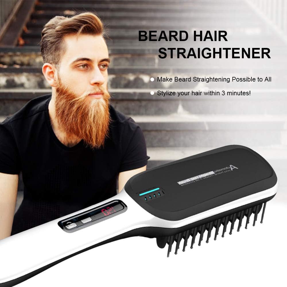 Beard Straightener,Beard Straightener Heat Brush,Hair Straightening Brush for Men and Women Electrical Heated Irons,Auto Temperature Lock,Anti Scald Auto,for Home and Travel