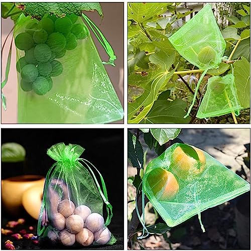 Egurs Grape Protective Bags 20 x 30 cm Green Organza Bags with Drawstring Organza Bag Grape Protection Bag Garden Mesh Bag Drawstring for Protection Against Birds Green Pack of 100 - Image 3