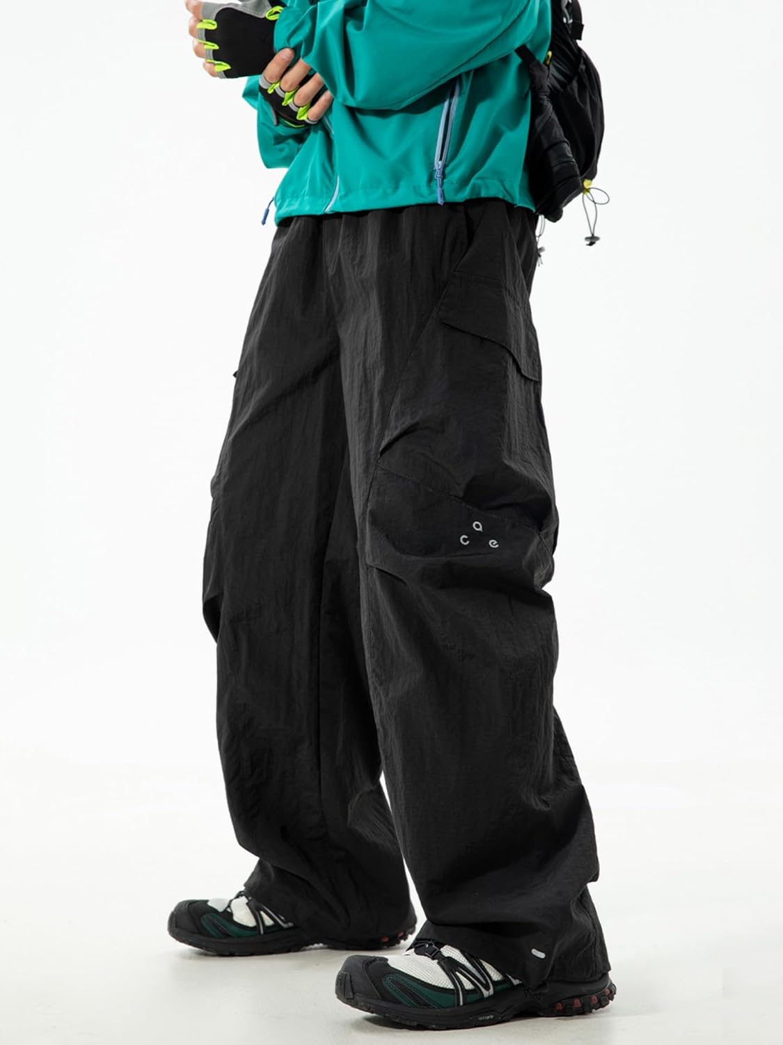 Mens's Baggy Cargo Pants Casual Parachute Pants Loose Fit Hip Hop Harme Lightweight Water Resistant Pants with Pockets - Image 3