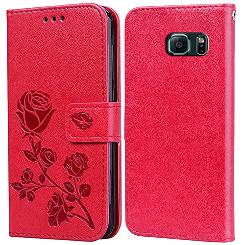 BIIULHCI Funda para Samsung Galaxy S6 Edge, Carcasa Libro Tapa de Cuero Piel Wallet Case Flip Cover Samsung Galaxy S6 Edge，con Kickstand,Tarjetas Ranura Magnética Cartera