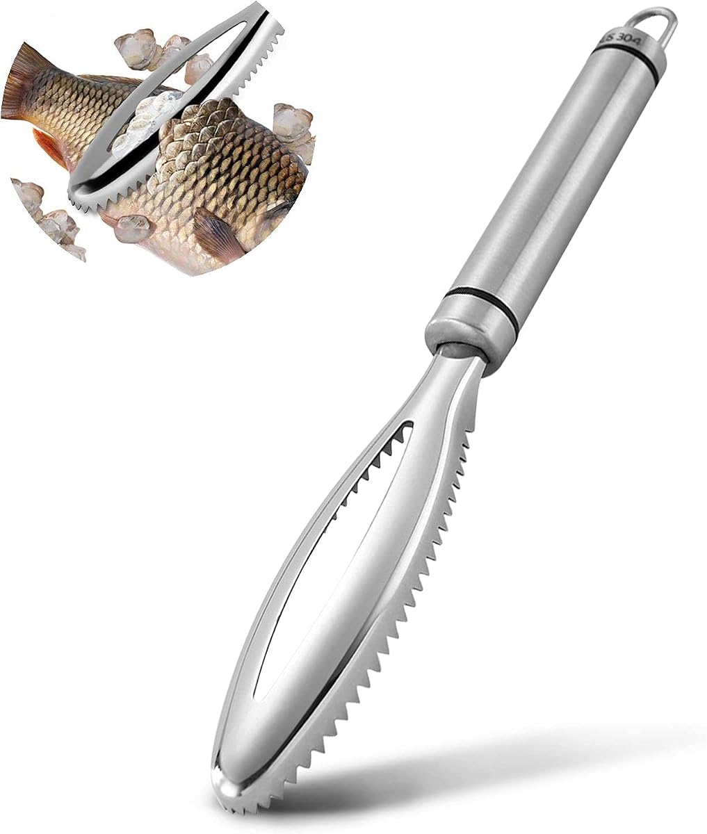 Escamador de pescado, removedor de acero inoxidable para escamador de pescado, escamador de pescado, raspador profesional para pescado, raspador de pescado, ayuda de cocina