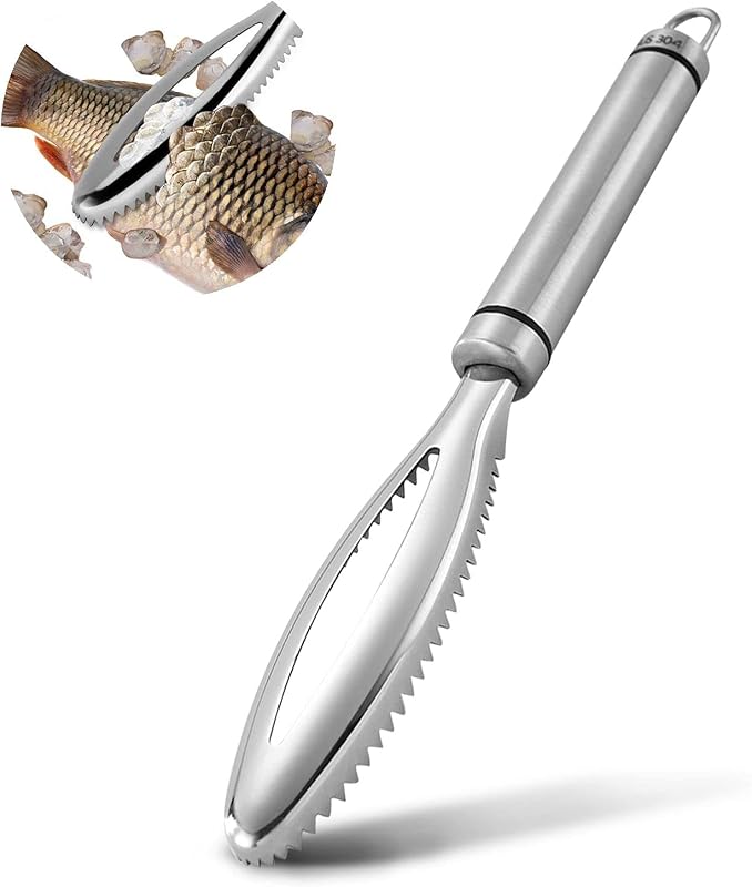 Escamador de pescado, removedor de acero inoxidable para escamador de pescado, escamador de pescado, raspador profesional para pescado, raspador de pescado, ayuda de cocina