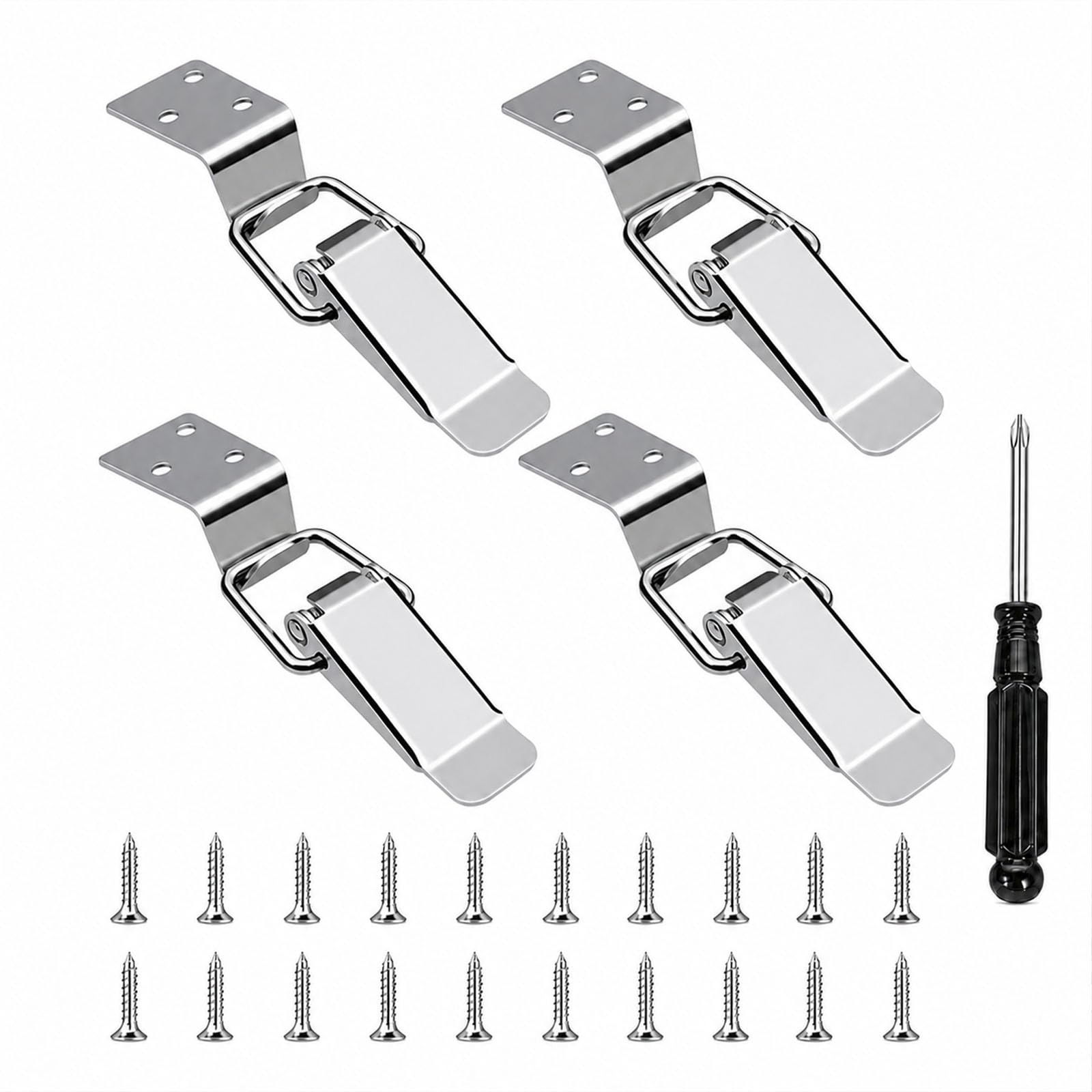 Fortunix 90 Degree Toggle Latch 4PCS, Extra Large Latches Clasp, Spring Toggle Clamp Without Lock Hole, Latch Hook Catch Buckle for Cabinet Door Toolbox Wooden Hardware, Universal Latches with Screws