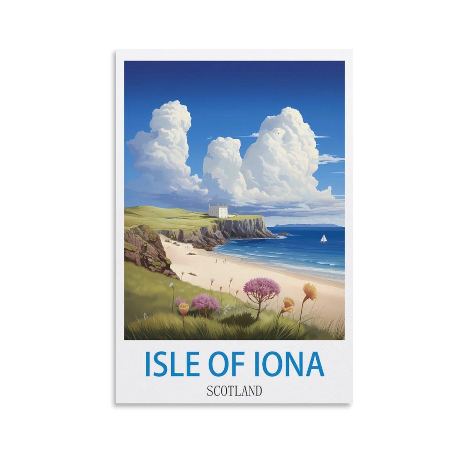 Ndoud Isle of Iona Scotland Vintage Travel Poster 08x12inch(20x30cm) Wall Art Picture Print Canvas Painting for Living Room Home Decor