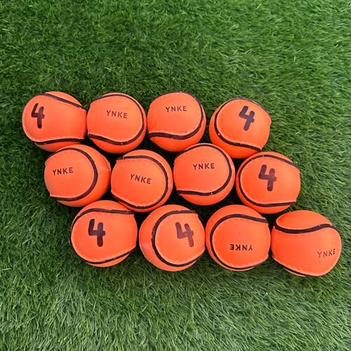 Image of YNKE GAA Hurling All Weather Wall Ball Sliotars – PU Size 4 Training Balls (Pack of 12) (Orange)