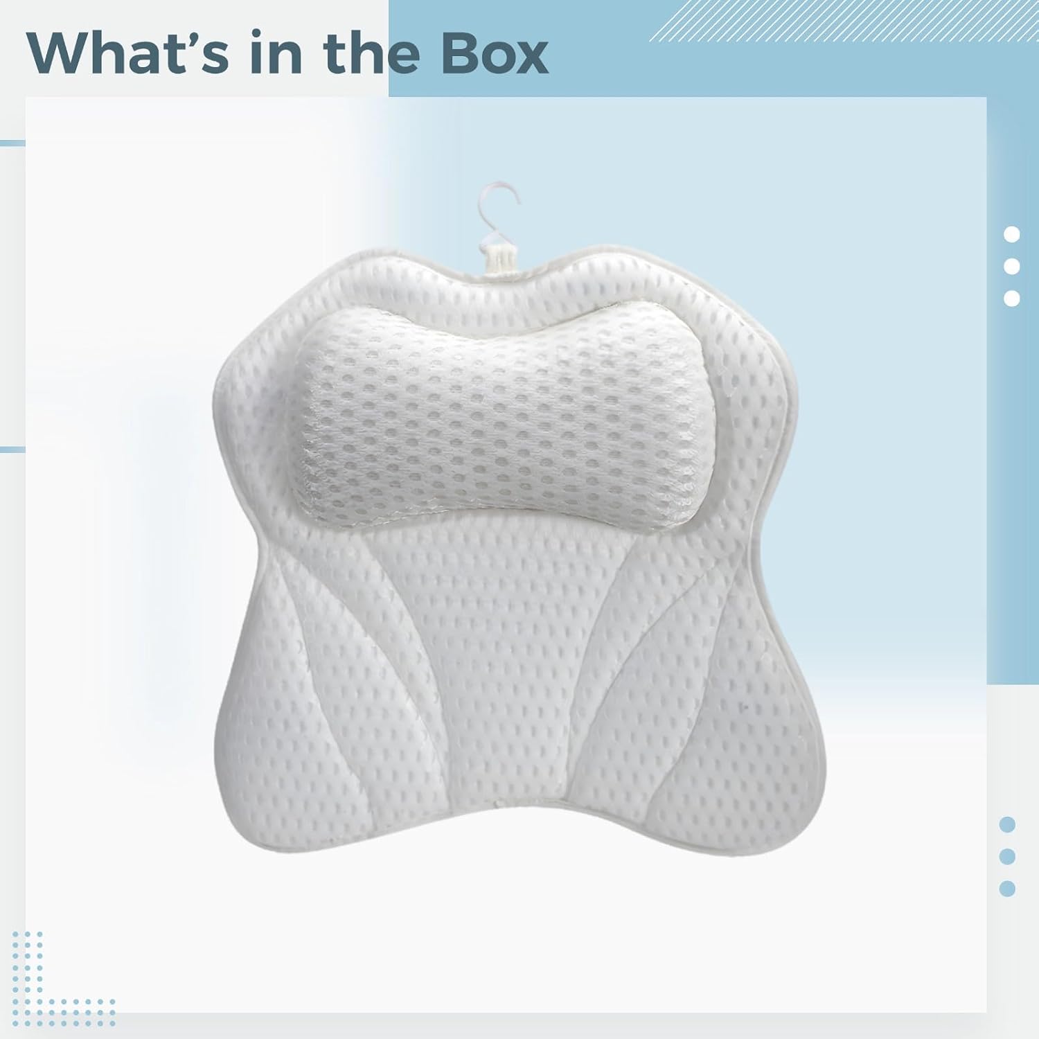 16.5 x 16.9 x 2.4 in White 4D Mesh Bath Pillow with 6 Suction Cups: Butterfly-Shaped Bathtub Pillow, Head Neck and Back Support for Spa