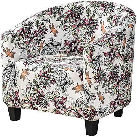 Tub Chair Covers with Cushion Cover Elastic Stretch Armchair Protector Slipcover Bucket Chair Cover For Living Room Reception,Yellow Bottom Leaves 2 Pcs Set