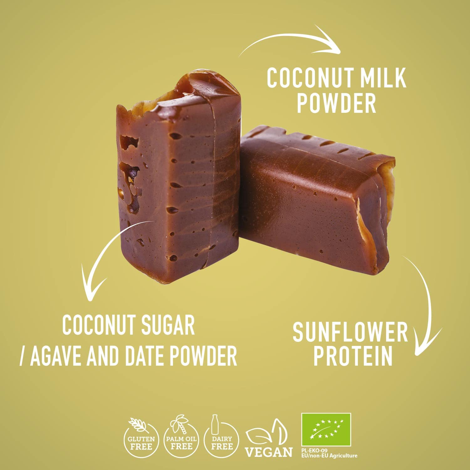 SUPER FUDGiO Bonbons bio végétaliens et sans gluten - mix fruité – Bonbon à base d'ingrédients naturels - Avec lait de coco 100 % bio et sucre de noix de coco | Kit Sucré 6 x 150 g