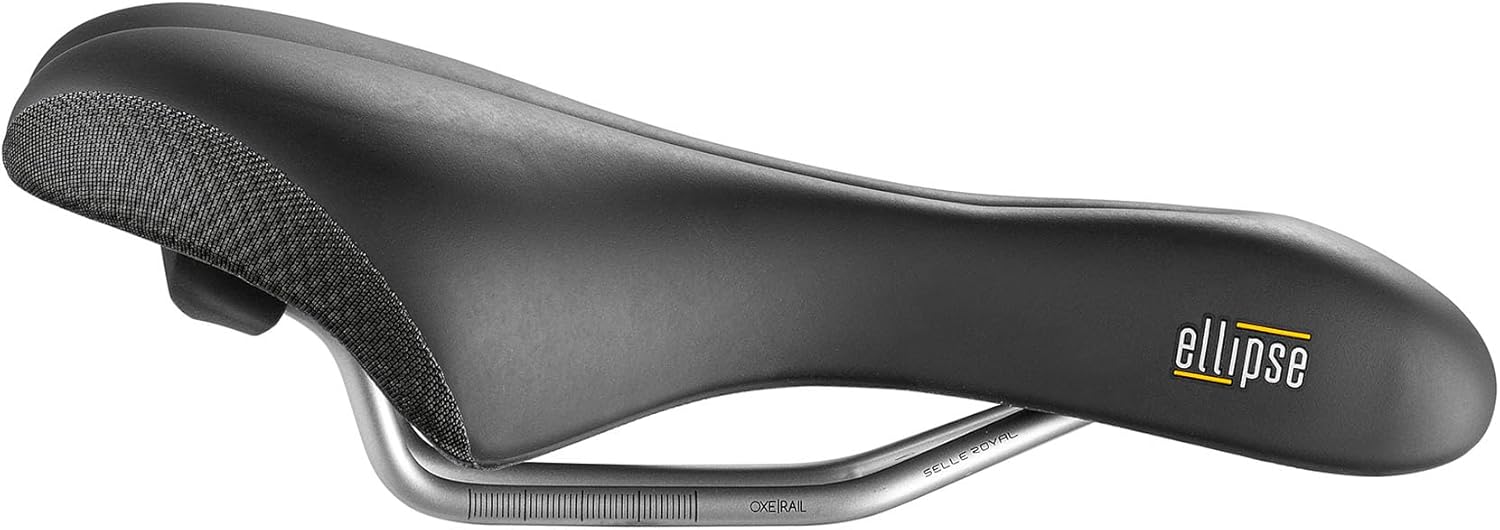 Selle Royal Ellipse Athletic,City Bike Saddle with Cut-Out for Perineal Relief, Black, One Size