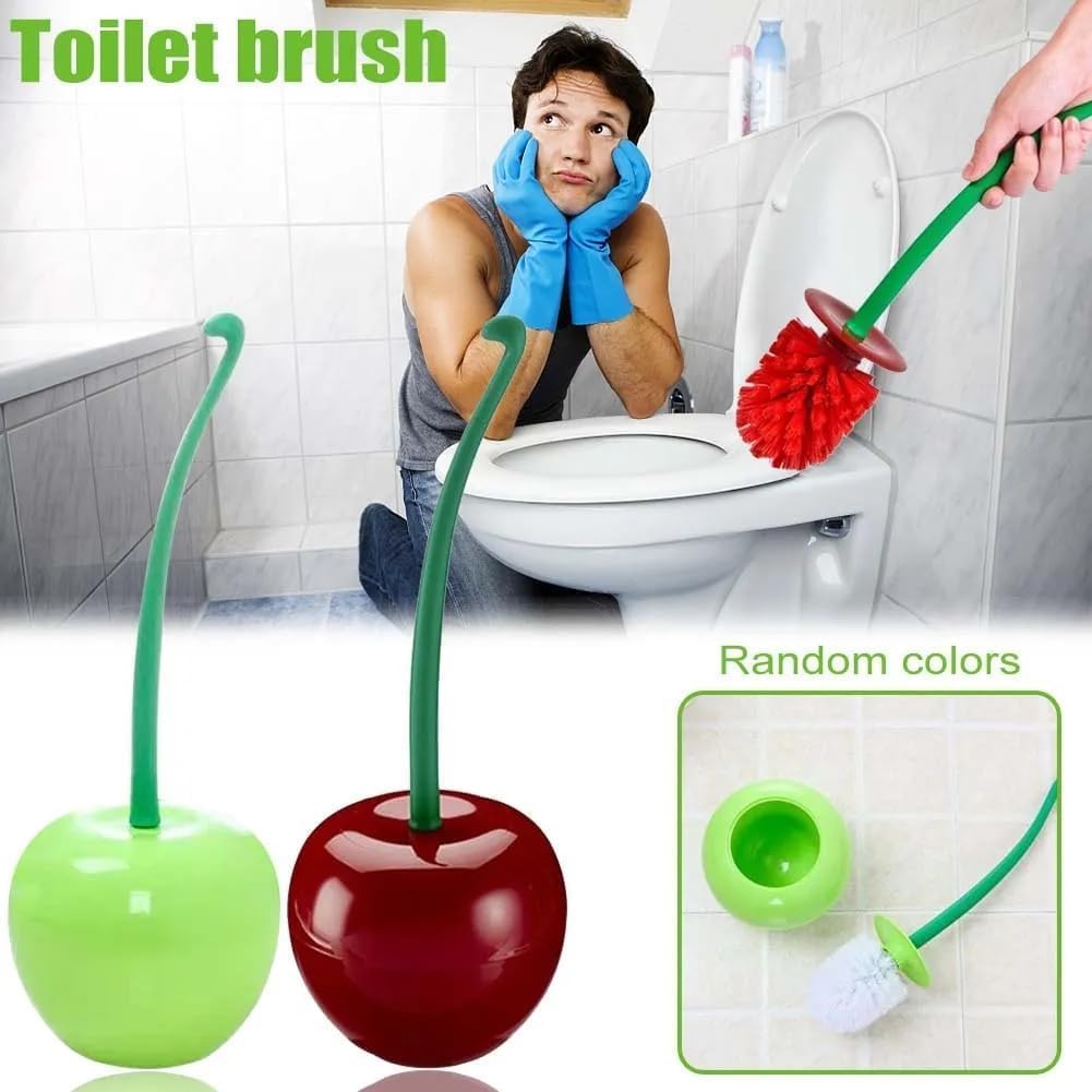 Tvoip Cherry Toilet Brush and Holder, Cherry Toilet Brush Set, Cute Toilet Brush Cherry, Toilet Cleaner Brush, Cute Bathroom Accessories for Cherry Bathroom Decor (Green)