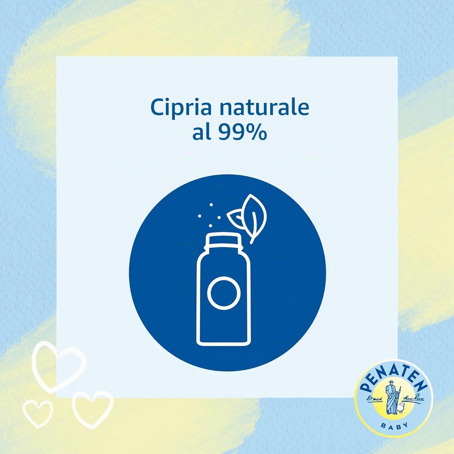 Penaten Polvere naturale per bambini (100 g), con aloe e vitamine, protegge e asciuga la pelle sensibile, dermatologicamente testata, ingredienti naturali al 99%