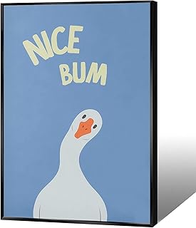 Nice Bum Wall Art Silly Goose Poster Funny Bathroom Prints Vintage Funky Duck Picture Cute Animal Aesthetic Canvas Wall Decor For Restroom Bedroom Decor 12x16in Unframed
