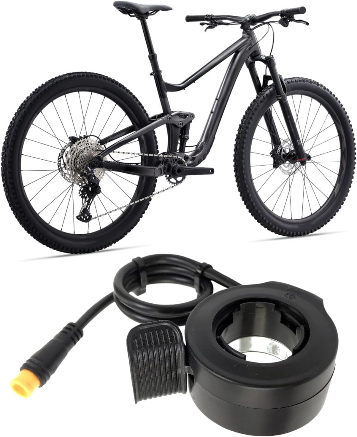 Flylin 2 sztuki gazu na kciuk do roweru elektrycznego, Thumb Throttle, gazu do roweru elektrycznego, prawy/lewy, do 3-pinowego złącza żeńskiego, akcesoria kontrolne, gaz na kciuk z wodoodporną