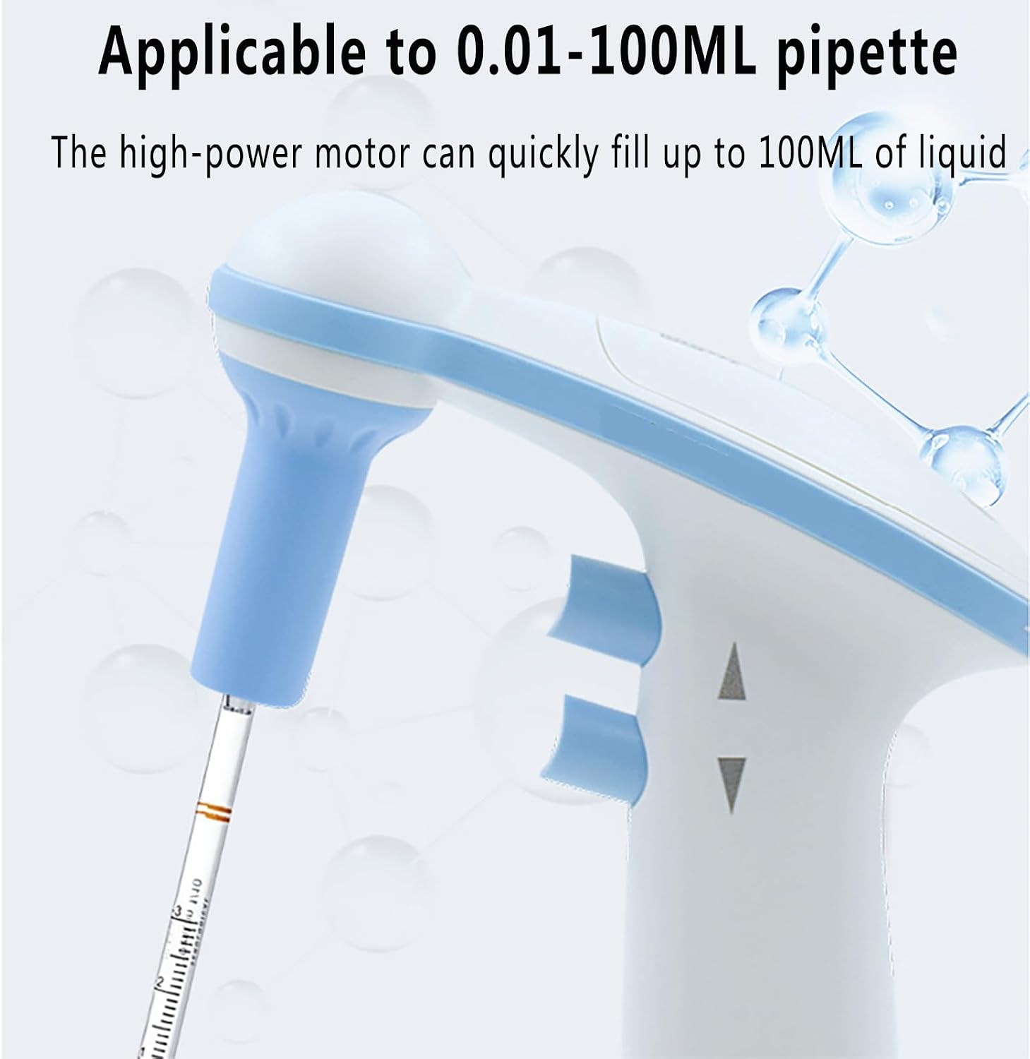 Electric Pipette Controller, Laboratory Electronic Pipettors Pump with 0.1-100ml Rang and 0.45um hydrophobic membrane, Dual Modes of Gravity Drainage and Power Drainage, for Clinical Diagnostic