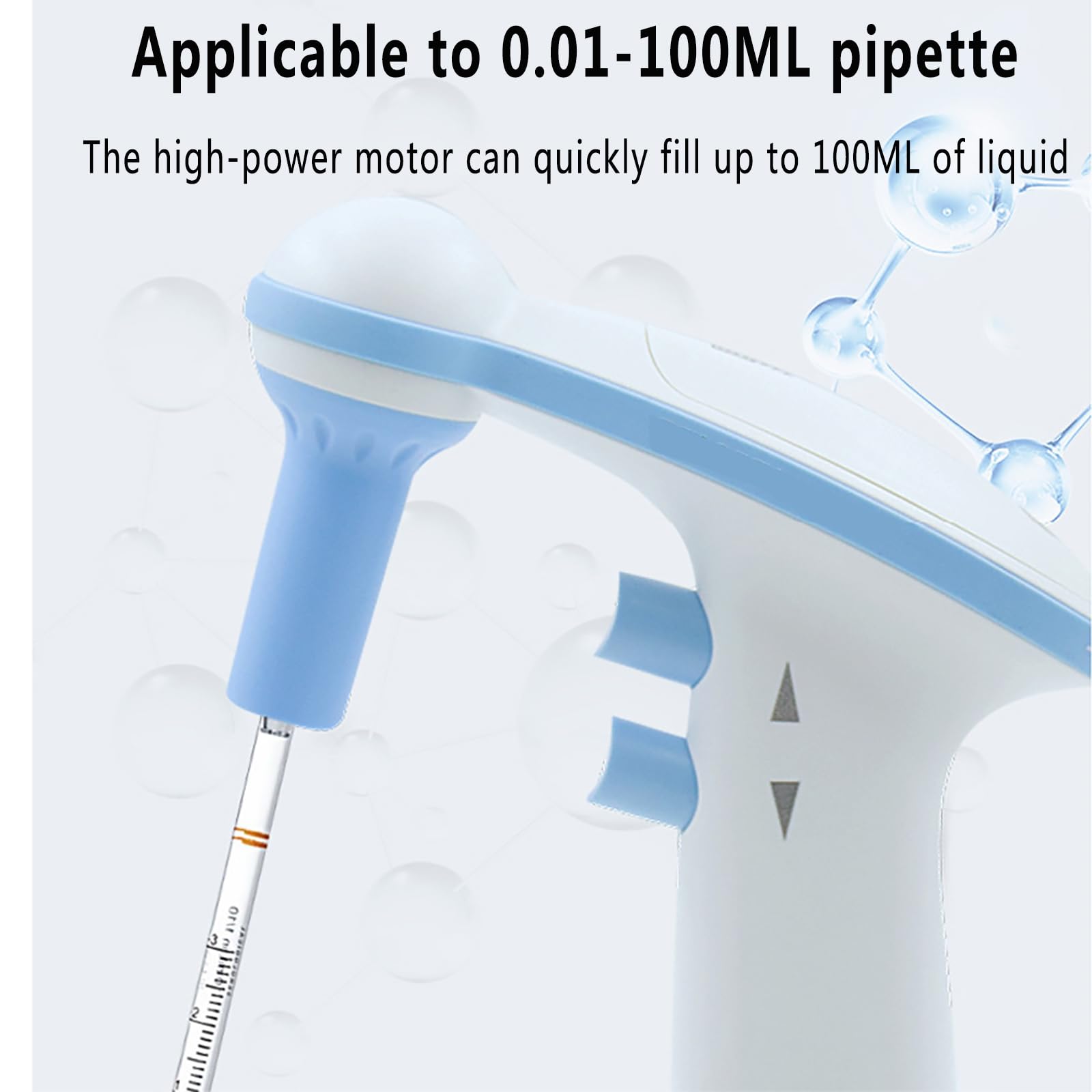 Controlador de pipeta eléctrica para laboratorios, rango de 0,1 a 100 ml, modos duales de gravedad y drenaje de energía, perfecto para diagnósticos clínicos y aplicaciones de investigación