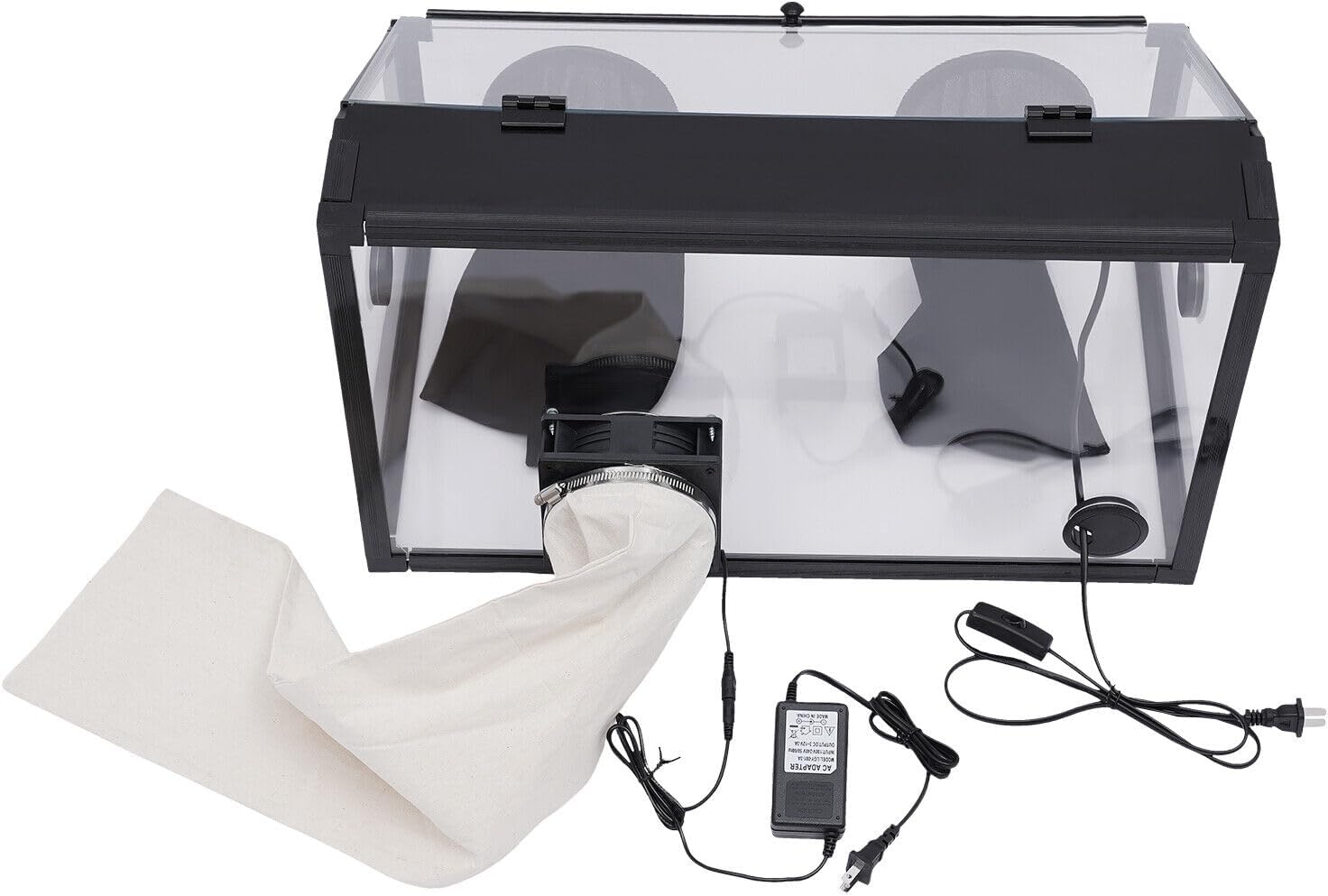 110V Fully Enclosed Dust Box, 30W Fully Enclosed Electric Grinding Table Polisher Dust box w/Fan, for Table Polisher