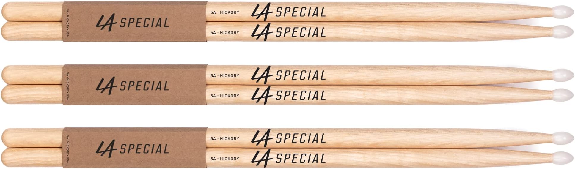 ProMark LA Specials Drum Sticks - 5A Drumsticks - Drum Sticks Set for Acoustic Drums or Electronic Drums - Oval Nylon Tip - Hickory Drum Sticks - Consistent Weight and Pitch - 3 Pairs