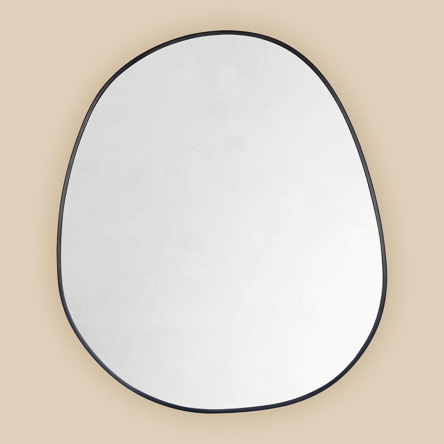 TEHOME Surface Mount Black Bathroom Medicine Cabinet with Mirror, Wall Mounted Irregular Asymmetrical Bathroom Medicine Cabinet