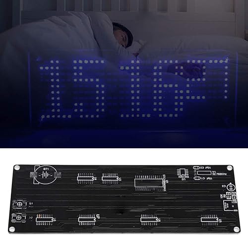Miniatura 9 de Kit de reloj digital LED compacto, kit de reloj electrónico de celosía digital de 5 V con apariencia acrílica con aviso de temperatura