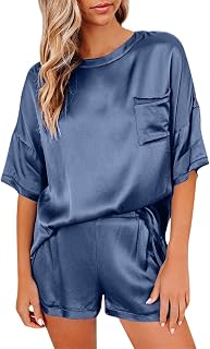 Solid Color Chiffon Sleeping Clothes Short Sleeved Short Tee Shirt Pants Loose Casual Two Piece Suit Bathing Suit with Board Shorts
