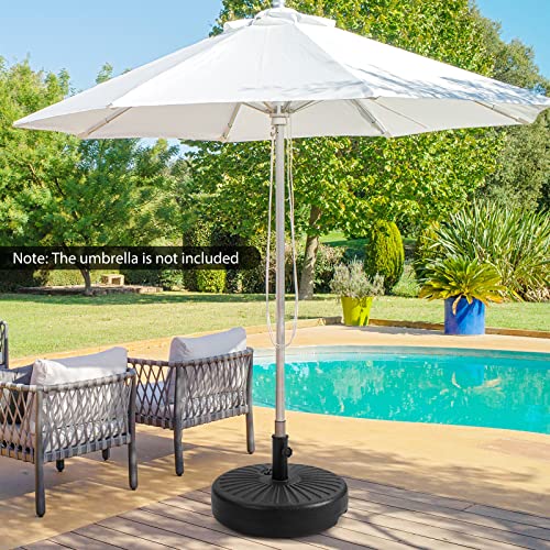 Tangkula Fillable Umbrella Base Stand, 75 lbs Water & Sand Filled Heavy Duty 20 Inch Round Patio Outdoor Umbrella Weight Base, for Umbrella Pole 1.5-1.9 inches, for 9-10 ft Market Offset Umbrella