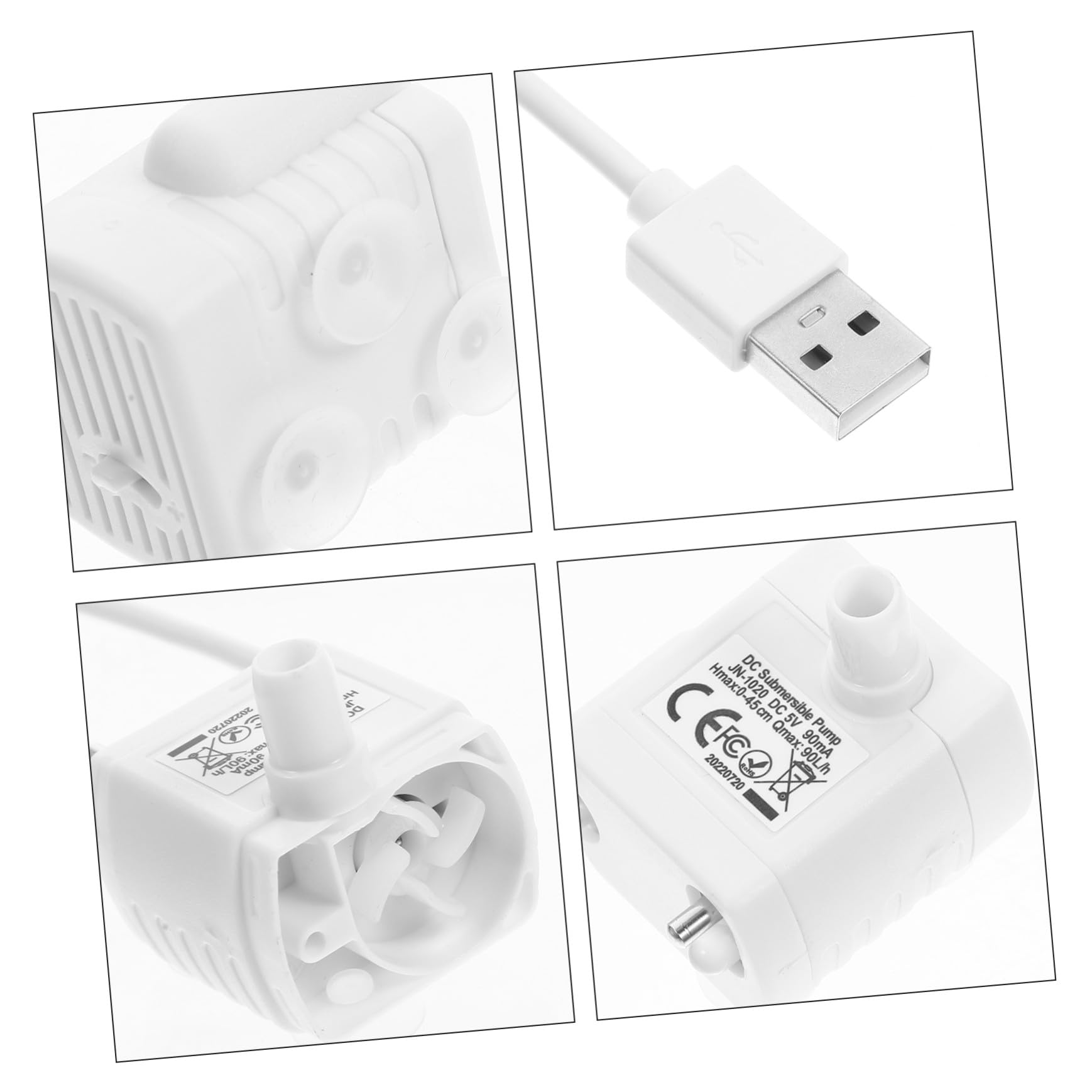 ORFOFE Bomba De Fuente para Mascotas Sumergible De 5v 1a Luz Led Antifunción Seco, Mini Bomba De Agua Ajustable para Bebedero De Gatos, Repuesto para Dispensador De Agua Doméstico