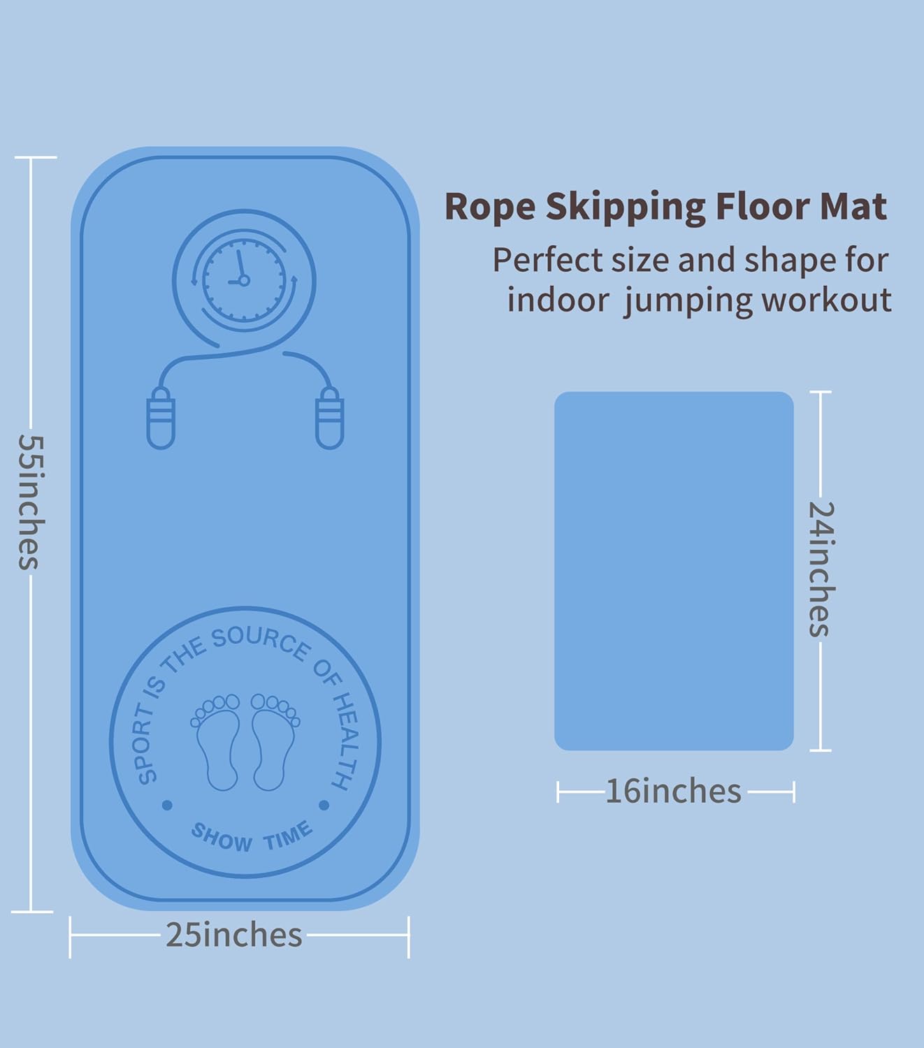 Rope Skipping Sports Shockproof Exercise Mat, All-Purpose Extra Thick High Density Anti-Tear Exercise Yoga Mat, Non Slip Jump Rope Mat for Indoor and Outdoor