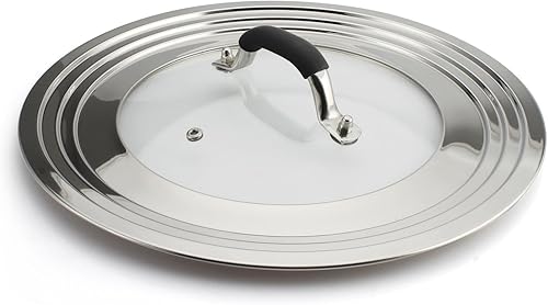 Tapa universal grande de 15 pulgadas para sartenes de 11 a 15 pulgadas, cubierta de tapa de sartén de acero inoxidable para sartenes de hierro