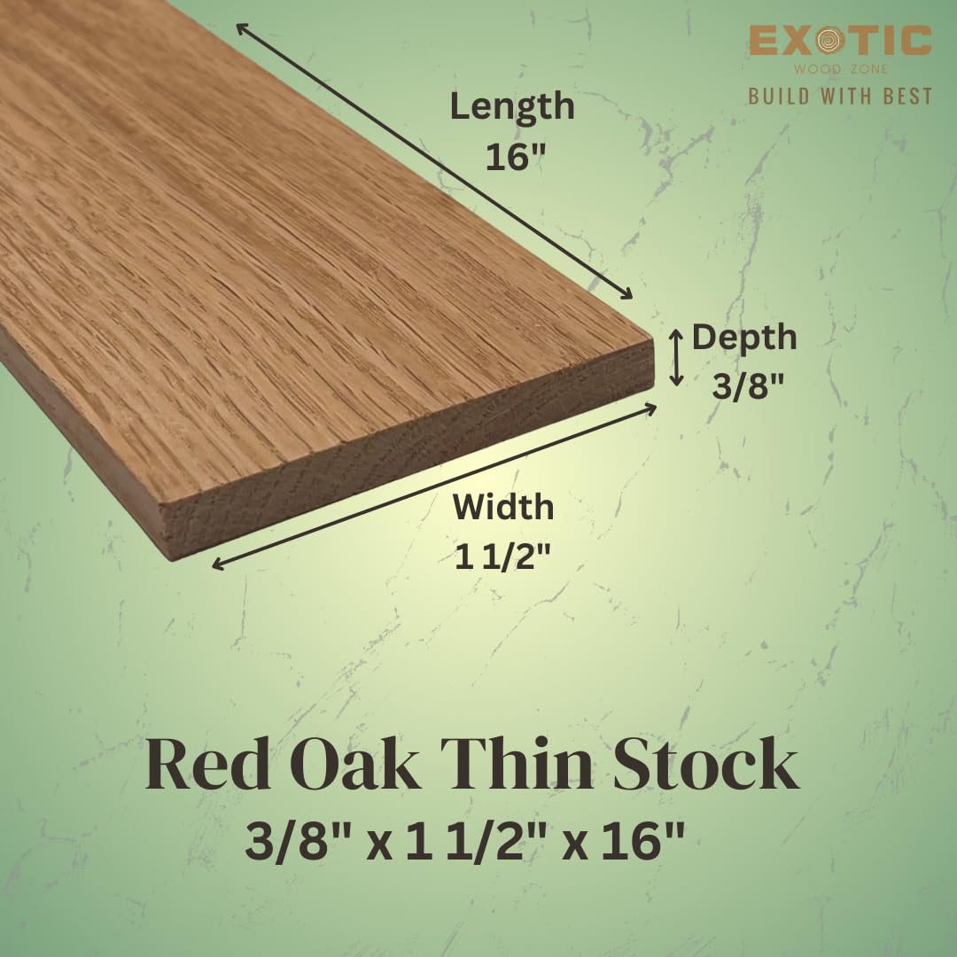 Red Oak Thin Stock Lumber Boards Wood Crafts 3/8" x 1 1/2" x 16"