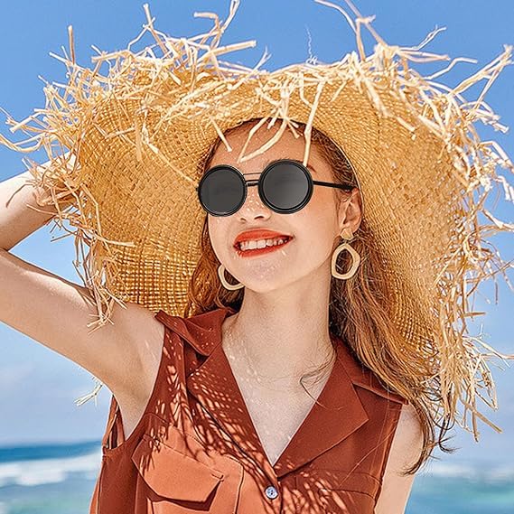 Image of Adjustable Tint Polarised Round Sunglasses with ND9 Continuously Adjustable Lenses for Men, 1-9 Speed Beach Sunglasses Glasses