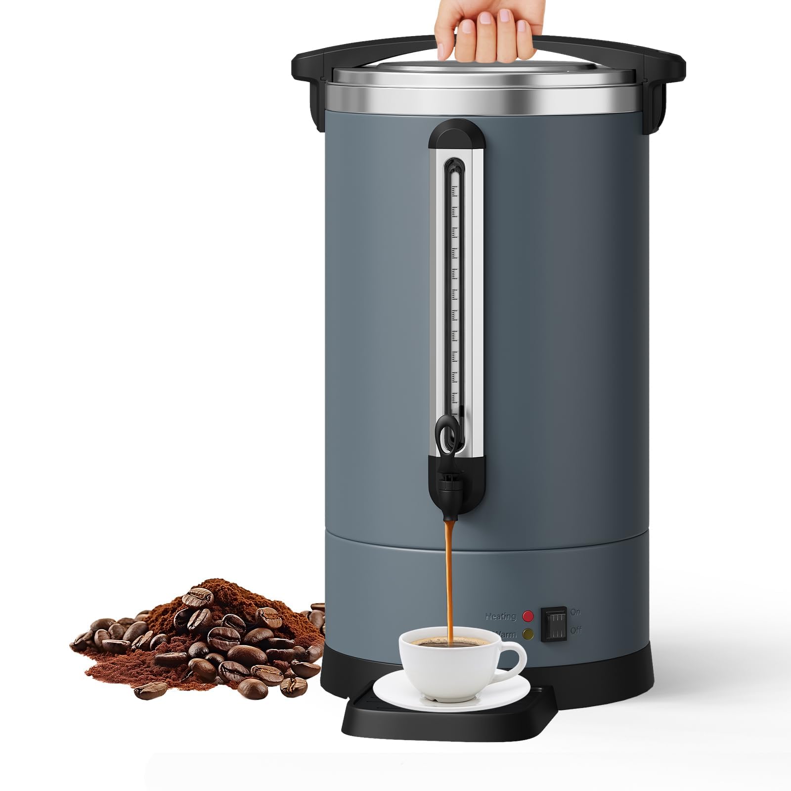 Commercial Electric Coffee Urn, 80-Cup Capacity, 12L / 3.2 Gal Stainless Steel Coffee Maker with Double-Wall Insulation — Great for Catering, Events, Weddings, Parties &amp; Buffets