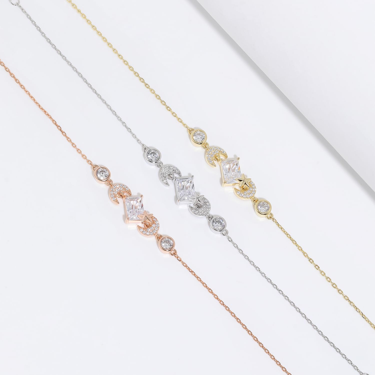 Meissa Bracelet pour femmes Bracelet de cristal Bracelet de breloques en argent Bracelet d'amitié en or rose