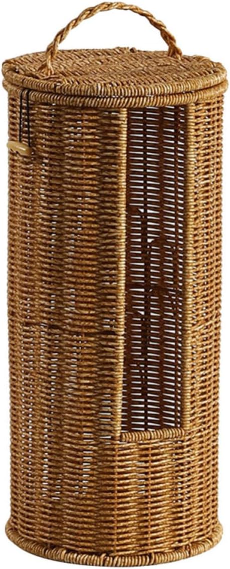 Plastic round Storage Basket with Lid for Bathroom and Guesthouse, Organizes Daily Essentials and Toilet Paper, Versatile Use with Elegant Design and Aesthetic Appeal