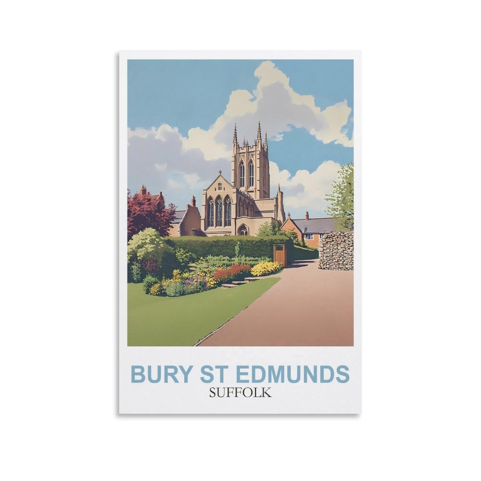 YMQWJYLW Bury St Edmunds Suffolk Vintage Travel Posters 08x12inch(20x30cm) Canvas Printing Home Decor Wall Art Prints