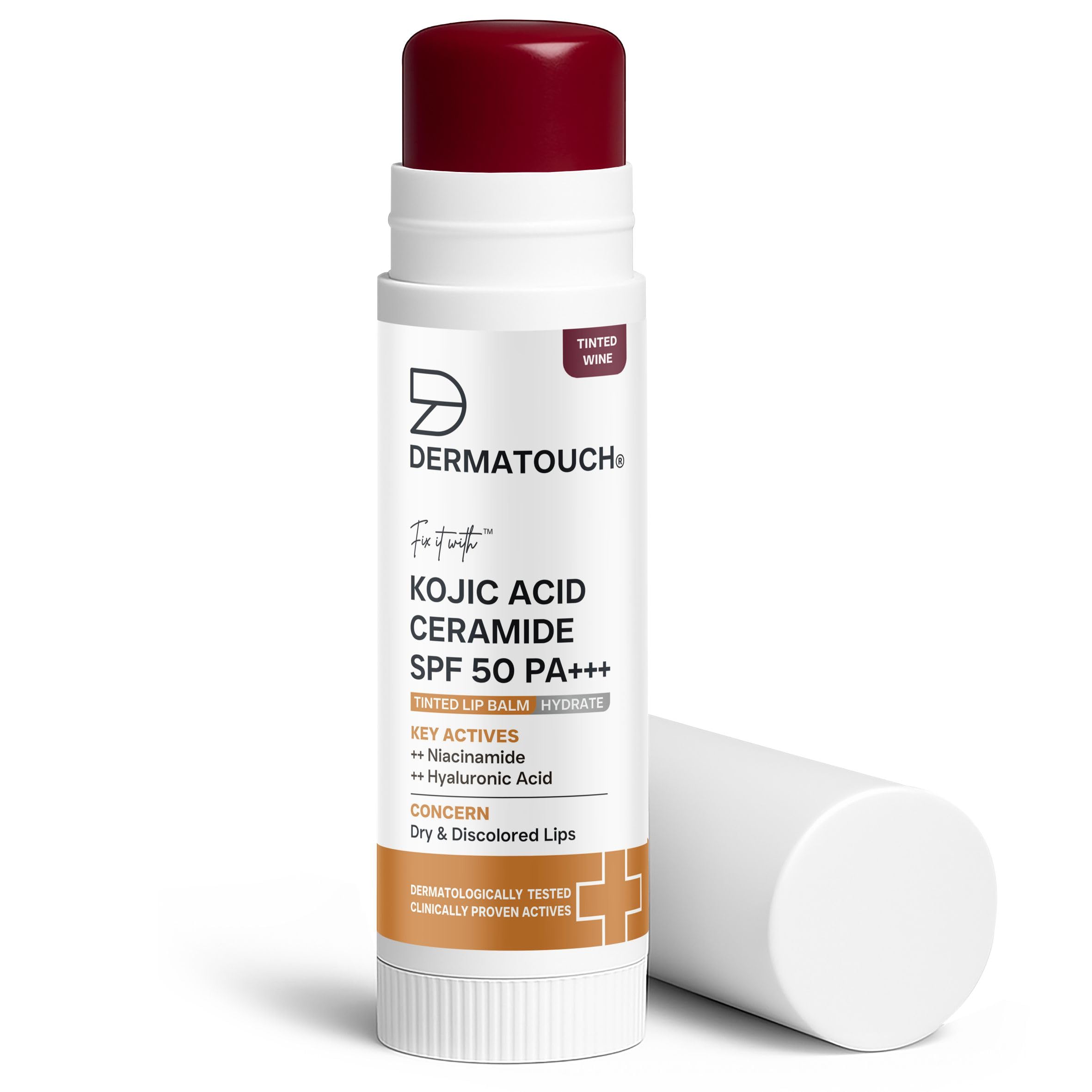 DERMATOUCH Kojic Acid Ceramide SPF 50 PA+++ Tinted Wine Lip Balm - 5g |